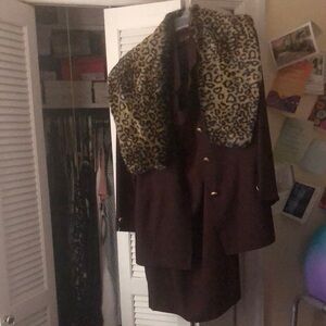 Brown Leopard Print Women's Coat